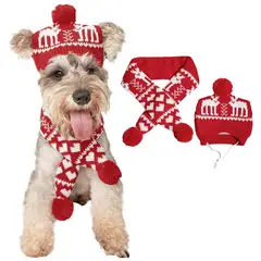VATYERTY - Disfraz de Perro Navidad - Gorro y Bufanda de Lana Rojo 2XL