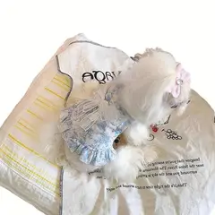 VATYERTY - Vestido de Perro - Diseño Flores Celeste L