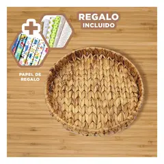 GENERICO - Pack12 Canasta Tejida 23x4cm en Mostaza Y+Papel de Regalo