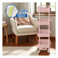 GENERICO - Estante con Estructura Metalica en Rosado Y+Papel de Regalo