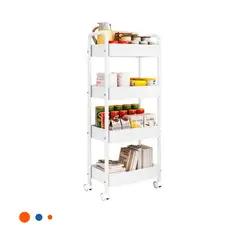 GENERICO - Estante con Ruedas y Asas de Metal en Color Blanco