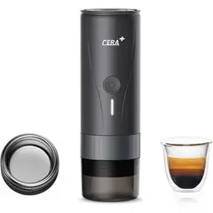 GENERICO - CERA+ Mini Máquina de café Espresso autocalentable Versión Pro PCM04A Negro