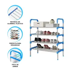 GENERICO - Pack12 Portazapatos Util de 4 Pisos Elegante en Celeste