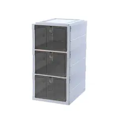 GENERICO - Zapatera Plegable de 3 Niveles Comodo Blanco con Tapa Negra