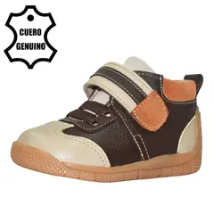 BRUNO KIDS - ZAPATO PIBE PARA NIÑO DE CUERO MARRÓN OSCURO PRIMEROS PASOS
