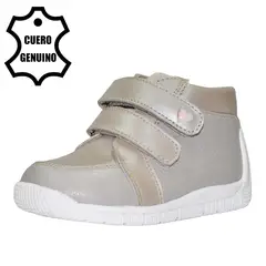 BRUNO KIDS - ZAPATO PIBE PARA NIÑA DE CUERO GRIS PRIMEROS PASOS