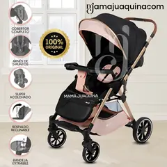 BABY - Coche Maleta de Lujo «WIN» con Bandeja de Comer Pink