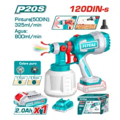 TOTAL TOOLS - Pistola De Pintar 20v 1000ml 120din Bateria 1X20AH TOTAL- TSGLI20042