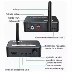 GENERICO - Receptor de Audio Bluetooth 5.1 Hifi Optico Rca Usb Auxiliar