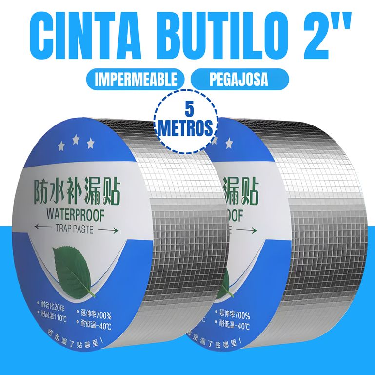 CINTA DE BUTILO IMPERMEABLE DE REPARACION 2" X 5 METROS