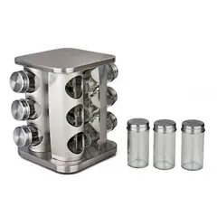 GENERICO - Set de Condimenteros 12 Frascos Con Base Giratorio MS-393