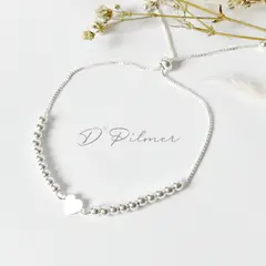 JOYERIA D'PILMER - PULSERA DE PLATA REGULABLE CORAZON