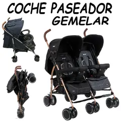 EBABY - Nuevo Coche Paseador Gemelar Twinease -Negro