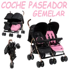 EBABY - Nuevo Coche Paseador Gemelar Twinease -Rosa