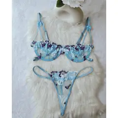 GENERICO - Set de Lencería celeste para mujer M - GABRIELA