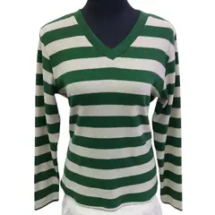 GENERICO - CHOMPA ANGORA LISTADA CARLA CUELLO V MLARGA - VERDE - DBELLAS