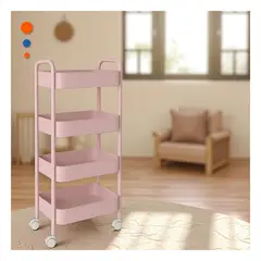 GENERICO - Pack4 Carrito Organizador Funcioal en Color Rosado