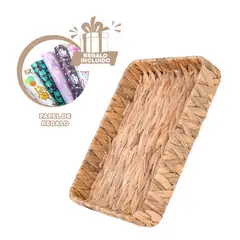 GENERICO - Cesta con Asas Tejida de Color 28x19x4cm Y+Papel de Regalo