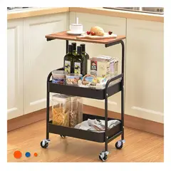 GENERICO - Pack4 Repisa de Metal y Madera con 3 Niveles en Negro