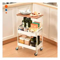 GENERICO - Pack4 Repisa de Metal y Madera con 3 Niveles en Blanco