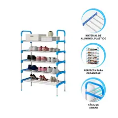 GENERICO - Pack4 Zapatera Idonea de 5 Niveles en Color Celeste