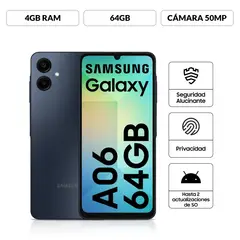 SAMSUNG - Smartphone Galaxy A06 Negro 6.7" 64Gb 4GB