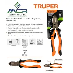 TRUPER - ALICATE UNIVERSAL AISLADO 1000V 8” 20cm