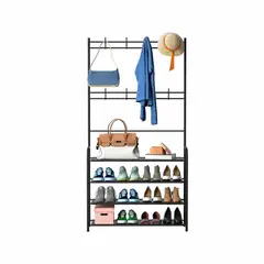 GENERICO - Pack2 Zapatera Moderna 4 N en Negro Y+Papel de Regalo