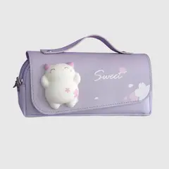 GENERICO - Cartuchera Gatito Squishy Antiestrés Kawaii Morada