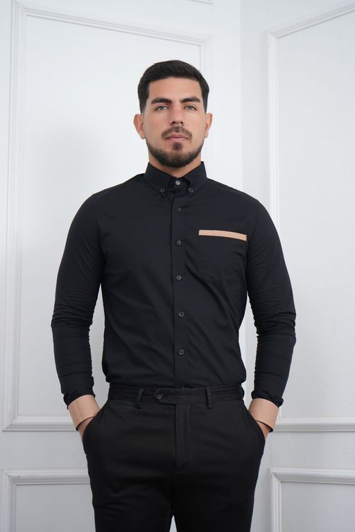 CAMISA DE HOMBRE SLIM FIT CON BOLSILLO ALGODON PREMIUM - DOBLE ESTILO