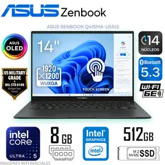 ASUS - Laptop Zenbook Intel Core Ultra 5 125H 8GB DDR5 512GB SSD 14” WUXGA OLED Touch Q415MA-U5512
