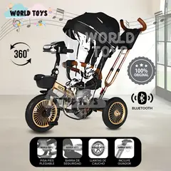 VOYAGE - Triciclo Guiador 3 En 1 «GOLDEN PRIME» con Bluetooth Black