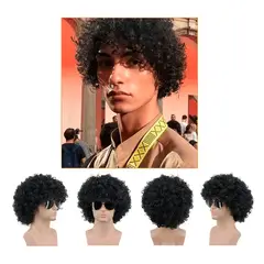 GENERICO - Pelucas artificial corta ondulada negra afro NA 10506