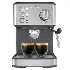 OSTER - Cafetera BVSTEM5502 para 2 Espressos 15 Bar Capuccinos y Lattes