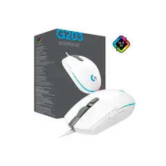 LOGITECH - MOUSE G203 LIGHTSYNC OPTICAL 8000 DPI RGB CON CABLE BLANCO