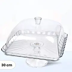 ICHIMATSU - Porta Torta de Acrilica Cuadrada con Tapa 30 cm