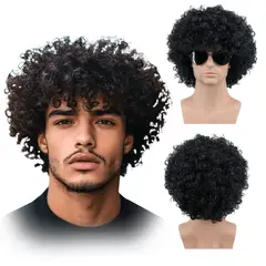 GENERICO - Peluca negra corta ondulado NA 10506