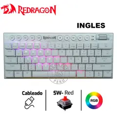 REDRAGON - HORUS K632-RGB Teclado Mecánico 60% White Red Switch RGB