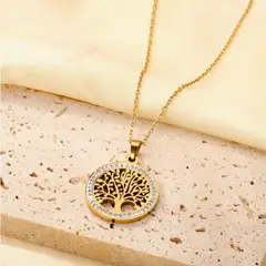 GENERICO - Collar Árbol de la Vida Dorado Fuerza Crecimiento y Belleza