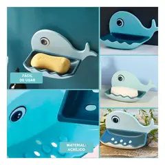 GENERICO - Pack4 Jabonera Util de Celeste Y+Regalo Stickers