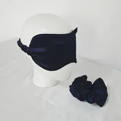 GENERICO - Pack Antifaz para dormir + Scrunchie en Satín - Azul