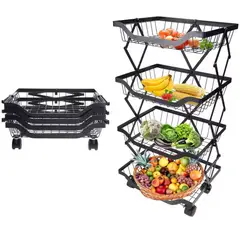 GENERICO - Verdulero Frutero 4 Niveles Organizador Plegable Cocina Carrito
