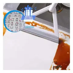 GENERICO - Pack12 Escoba Compacta y Silicona Blanco Y+Regalo Stickers