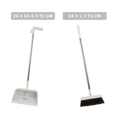 RYBIU IMPORT - Pack2 Escoba Practico con Recogedor Util de Color Blanco