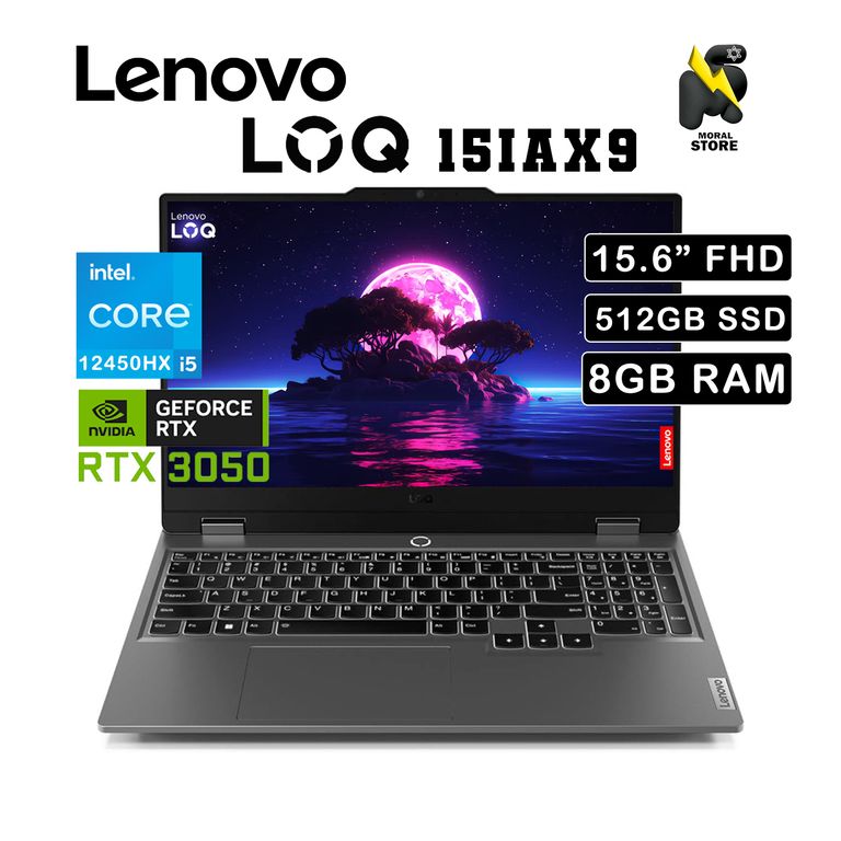 LAPTOP LOQ 15 IAX9/ INTEL CORE I5 -12450HX / SSD 512 GB / 8 GB RAM / RTX 3050 / 15.6 "FHD