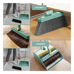 GENERICO - Pack4 Escoba para el Hogar en Verde Y+Regalo Stickers