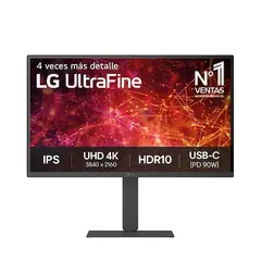 LG - Monitor 27 Ultrafine 4K Uhd Hdr10 - Ips, 90% Dci-P3, Conexiones Usb-C, Hdmi, Displaypo