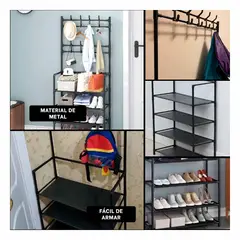 GENERICO - Pack4 Zapatera Moderna 4 N en Negro Y+Regalo Stickers