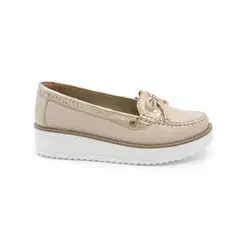 MIKAELA - ZAPATO MUJER CASUAL VAINILLA/DORADO MS761