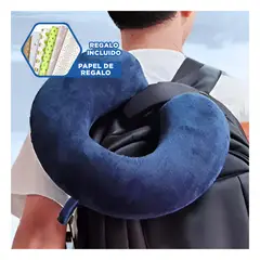 GENERICO - Almohada de Viaje con Colgador Azul Marino Y+Papel de Regalo